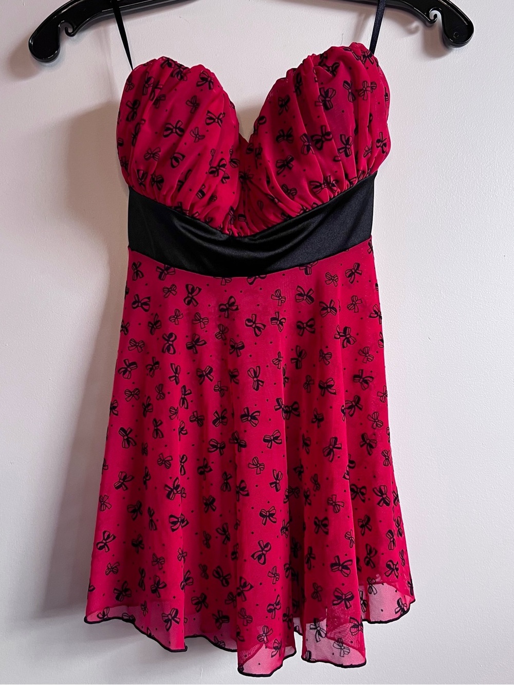 Coquette Red Black Strapless Babydoll Lingerie Chemise Nightgown Size Medium